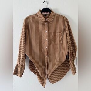 Free People Striped Articulated Button-Up Shirt